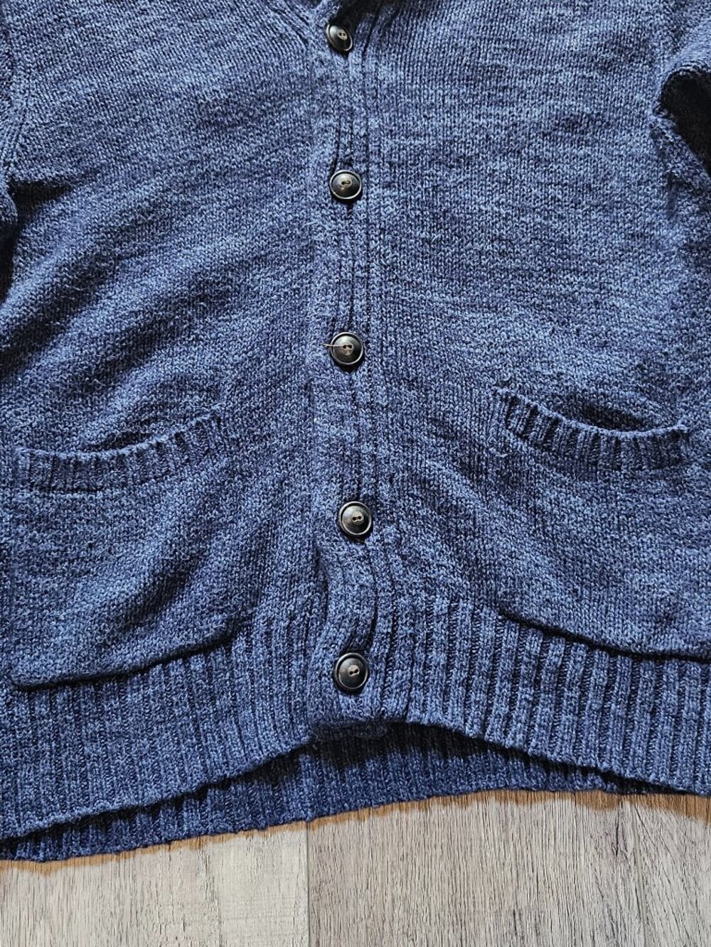 Polo Ralph Lauren Mens Size L Heather Navy Blue Shawl Collar Button Cardigan 24 - Picture 5 of 9